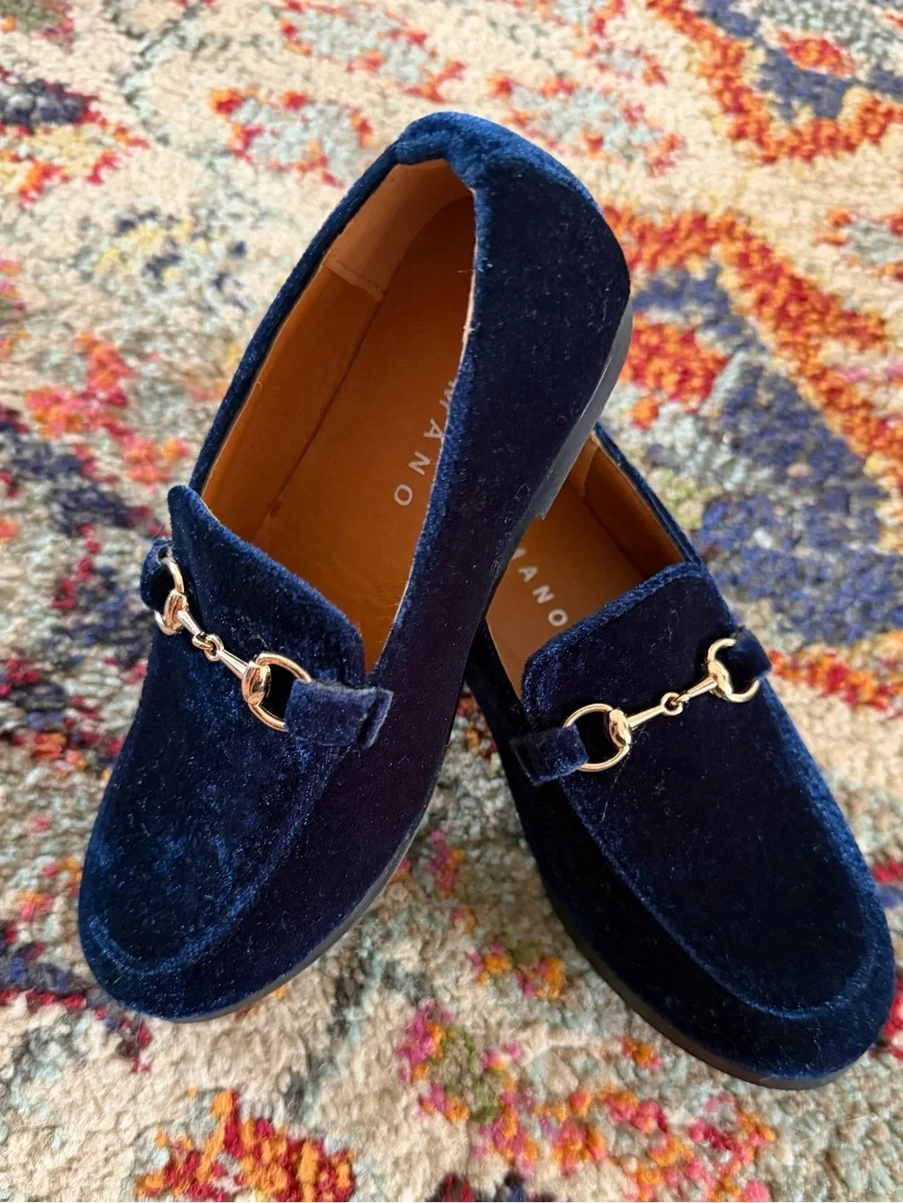 Romano blue Velvet Loafers toddler Boys Size 7 perfect condition Smoke pet free